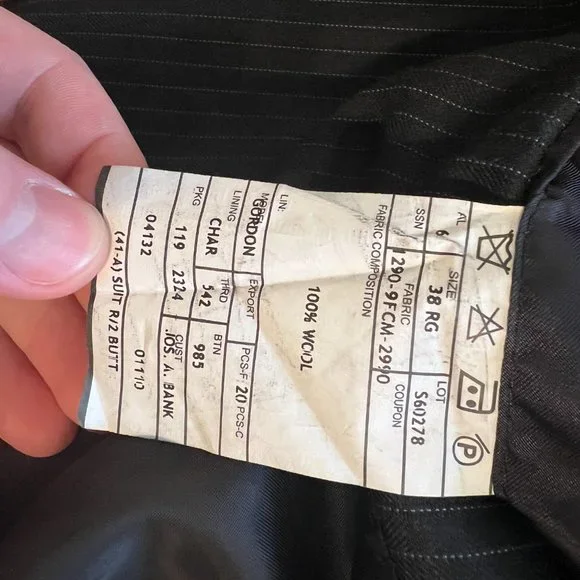 Jos. A Bank 38R Charcoal Pinstripe Suit